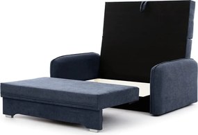 Divano blu scuro allungabile/con contenitore e rivestimento in ciniglia 155 cm Laine – ELTAP