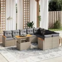 Set Divano da Giardino 10 pz con Cuscini Beige in Polyrattan 3273236