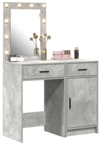 Set da toeletta in legno ingegnerizzato grigio cemento con led - 2 pezzi
