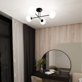 Lampadario da Soffitto in Acciaio ROMA 4 Nero 4xE14 Colore del corpo Bianco
