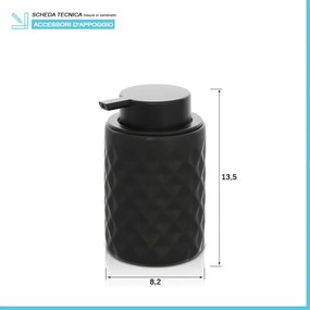 Dispenser sapone nero da appoggio in ceramica Cristal