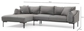 Divano angolare grigio, angolo sinistro Leo - Artie