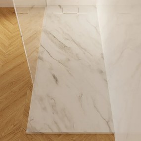Piatto doccia NEO V2 SENSEA in composito minerale di resina gelificata bianco marbre L 80 x L 170 x H 3.2 cm