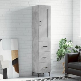 Credenza Grigio Cemento 34,5x34x180 Cm İn Legno Multistrato /