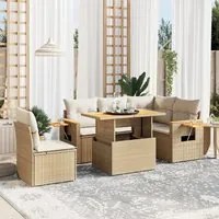 Set Divano da Giardino 6 pz con Cuscini Beige in Polyrattan 3273522