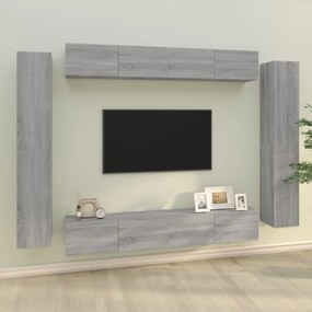 Set Mobili Porta Tv 8pz Grigio Sonoma İn Legno Multistrato /