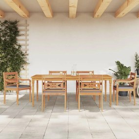 Set pranzo giardino 7pz con cuscini grigio scuro massello teak