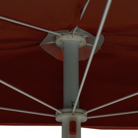 Ombrellone Semicircolare da Giardino e Palo 180x90cm Terracotta