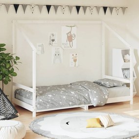 Giroletto Per Bambini Bianco 90x200cm İn Legno Massello Di Pino /