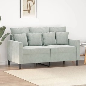 Divano A 2 Posti Grigio Chiaro 120 Cm İn Velluto /