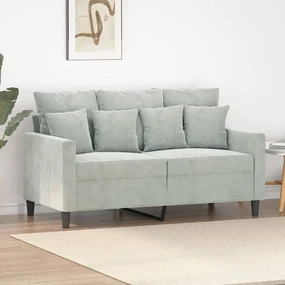 Divano A 2 Posti Grigio Chiaro 120 Cm İn Velluto /