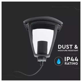 Lampada Da Terra Per Giardino Esterno IP44 Altezza 600mm Attacco E27 Garden Lamp Colore Nero SKU-7059