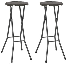 Sgabelli Da Bar Pieghevoli 2 Pz Hdpe E Acciaio Marroni Rattan /