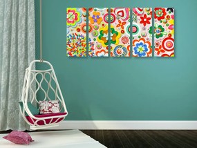 Quadri 5 pezzi – Astrazione di fiori