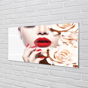 Rivestimento parete cucina Labbra rosse della donna delle rose 100x50 cm