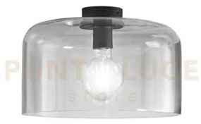 Plafoniera gibus fume' 1 luce attacco e27 35x35x23cm in vetro soffiato