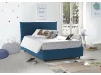 Letto piazza e mezza Ornella, Letto contenitore con rivestimento in tessuto, Made in Italy, Apertura frontale, adatto per materasso cm 120x190, Blu