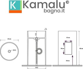 Lavabo bagno da terra monoblocco colore nero opaco MIL-FN - KAMALU