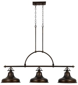 Lampadario Industrial Nordico Emery Metallo Bronzo Palladiano 3 Luci E27