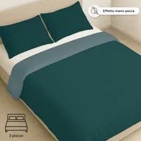 Parure copripiumino matrimoniale in microfibra mano pesca verde