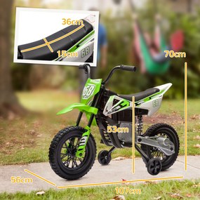 Moto Elettrica per Bambini con Rotelle e Indicatore di Carica Verde...