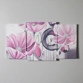 Quadro TRIS moderno su tela 65x146 cm telaio in legno tema Floreale