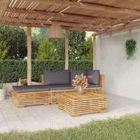 Set Divani da Giardino 4 pz con Cuscini Legno Massello di Teak 3100912