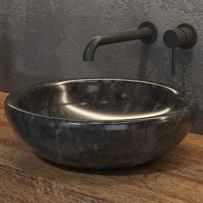Lavabo in marmo colore nero 40cm con bordo arrotondato | Litos-SC40 - KAMALU