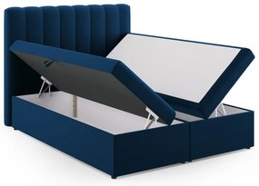 Letto boxspring blu scuro con contenitore 160x200 cm Gina - Milo Casa