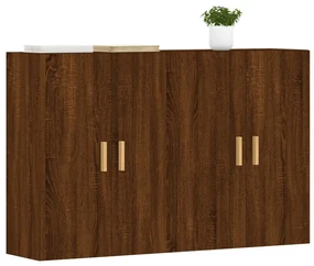 Armadietti a parete 2 pz rovere marrone in legno multistrato
