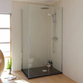 Piatto doccia SANYCCES in resina STRATO grafite L 80 x L 100 cm