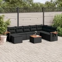 Set Divani da Giardino 9 pz con Cuscini Nero in Polyrattancod mxl 114382