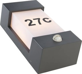 Lampada da parete per esterni grigio scuro IP44 con sensore di movimento - Tide