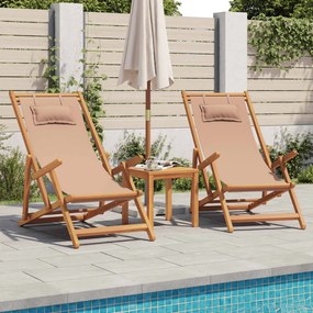 Sedie Da Spiaggia Pieghevoli 2 Pz Tortora İn Tessuto E Legno /