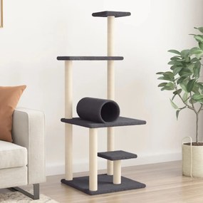 Albero per gatti con tiragraffi in sisal grigio scuro 136 cm