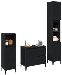 Set di mobili da bagno  set di 3 quercia nera legno ingengerizzato