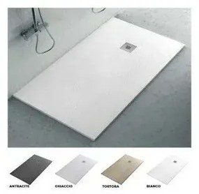 Piatto doccia filo pavimento Karen 80x160 in resina bianco pietra