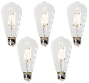 Set di 5 E27 dimbare LED lamp ST64 clear 5W 450 lm 2700K