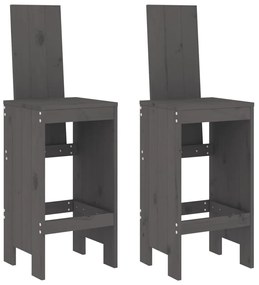 Set bar da giardino 3 pz grigio in legno massello di pino