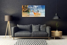 Quadro acrilico Paesaggio marino in barca 100x50 cm