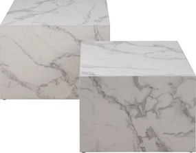 Set di tavolini bianchi effetto marmo 2 pz 58x58 cm Dice - Actona