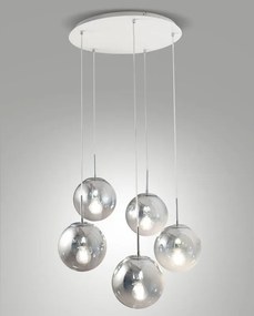 Lampadario Neoclassico ANJA cromo paralume cromo 5x E27 LA MIA LUCE