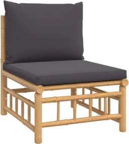 Set Salotto da Giardino 8pz con Cuscini Grigio Scuro Bambù