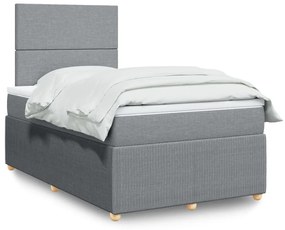 Giroletto A Molle Con Materasso Grigio Chiaro 120x190cm Tessuto /
