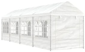 Gazebo con Tetto Bianco 8,92x2,28x2,69 m in Polietilene