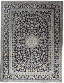 Kashan Tappeto 310 x 410 Blu (Iran) Annodato A Mano