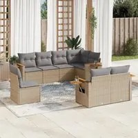 Set Divano da Giardino 8 pz con Cuscini Beige in Polyrattan 3227004