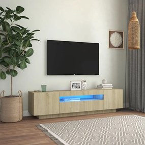Mobile Porta TV con Luci LED Rovere Sonoma 160x35x40 cm