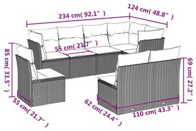 Set Divani da Giardino con Cuscini 8 pz Nero in Polyrattan