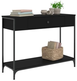 Tavolino consolle nero 100x34,5x75 cm in legno multistrato